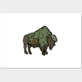 Yellowstone Zombie Bison Buffalo National Park Animal Posters and Art